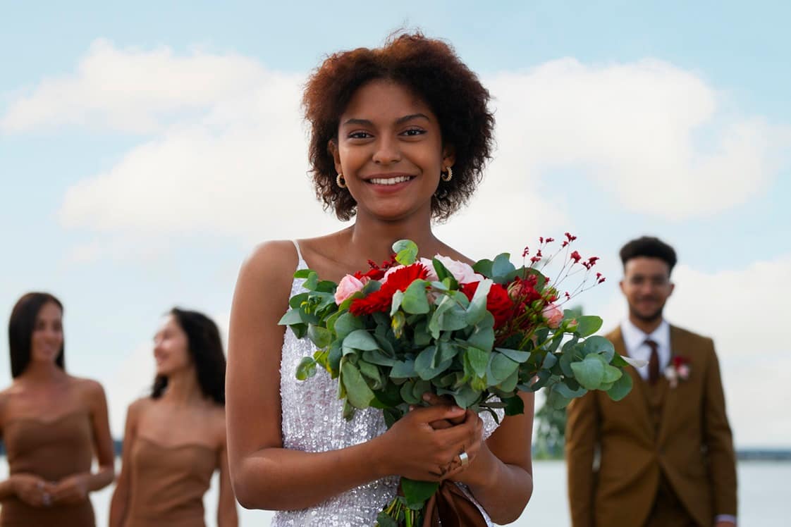 Couple celebrating a wedding